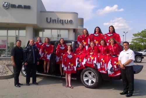 CanadianMaple Leaf Girls Hockey Team Sponsored By Unique Chrysler