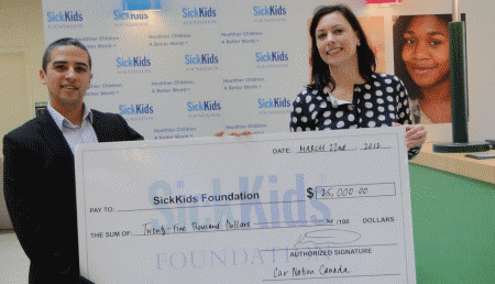 Car Nation Canada Donates 25,000 Dollars To SickKids Foundation